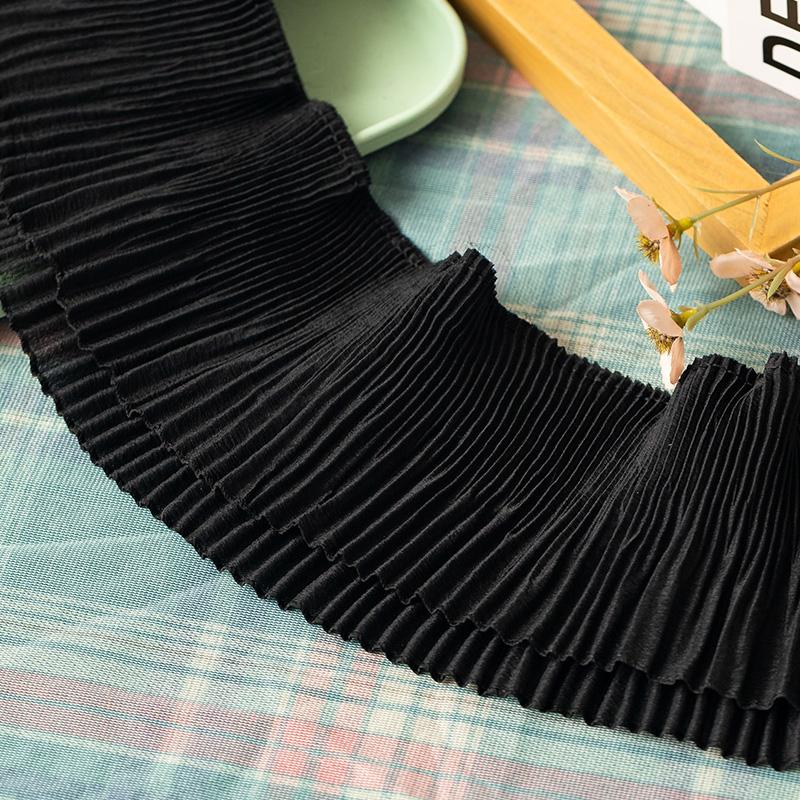 1Meter Black Lace Fabrics For Sewing Clothes Pleated Ribbons Diy Crafts Supplies Party Dress Needlework Decorative Trimmings