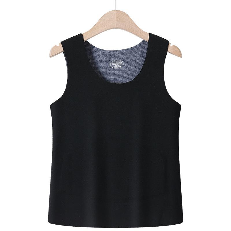 De Róng Women's Seamless Warm Vest - Winter Plus Velvet, Thickened Stomach Protection, Heating Base Layer, Cotton Camisole