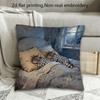 Cute Sleeping Mice Pillowcase, Plaid Pajamas Rat Cushion Cover, Funny Animal Art Decor for Living Room Sofa