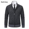 Men's Stand-Up Collar Knitted Cardigan - Thick Ribbed Velvet Sweater for Autumn/Winter (Middle-Aged & Elderly)