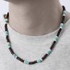 Natural Turquoise Wood Bead Splicing Men's Necklace Versatile Neutral Wind Wood Chips Coconut Shell Stainless Steel Necklace