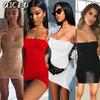Women's Fashion Summer Spring Solid Color Print U-Neck Sleeveless Casual Dresses