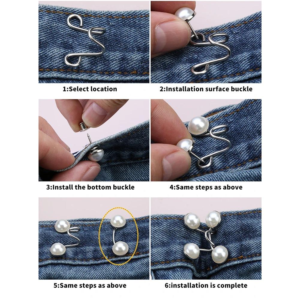 2er-Sets Metall Jeans Taillenschnalle Verstellbare Nagelfreie Druckknöpfe Verschlussknopf Abnehmbarer Taillenverenger Haushalt