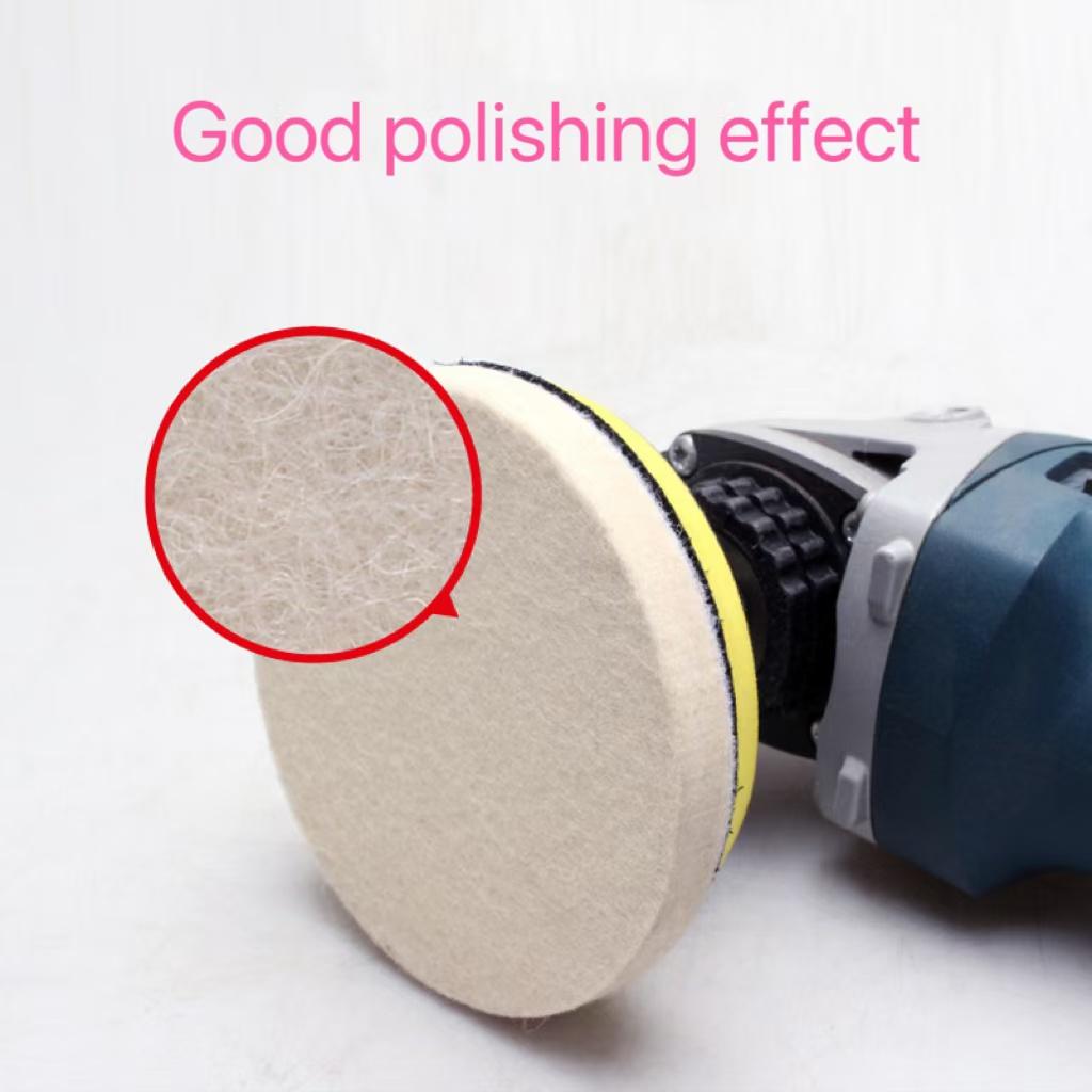 2-7 Inch Wool Felt Polishing Pads with Flocking Hook And Loop Back for Sander Stainless Steel Glass Mirror Polishing Wheel