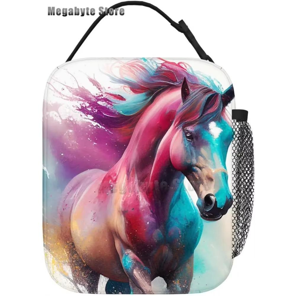 

Коробка для ланча «Лошадь и цветок», изолированные сумки для ланча, сумка-холодильник на молнии для подростков, мужчин, женщин, для пикника в офисе 26x21x11CM жёлтый