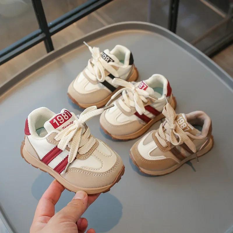 Toddler Kids Sports Shoes Thick Soft Sole Boys Girls Walking Shoes Striped 2024 New Fashion Children Casual Shoes Wear-resistant