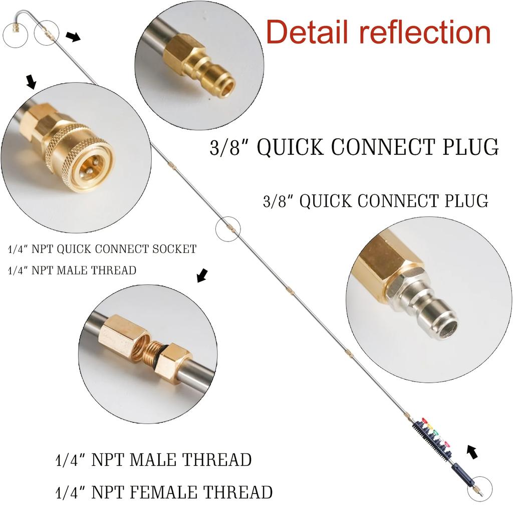 9-Pc High-Pressure Extension Rod Set, 6 Nozzles + 30°/90°/120° Angled Wands, 1/4" Quick Connect for 4000PSI Pressure Washers