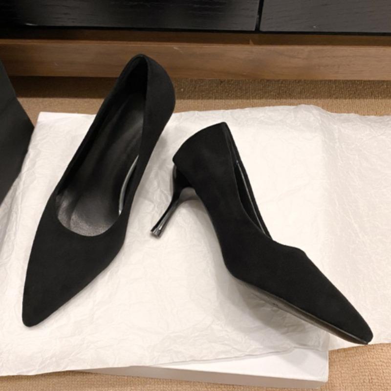 Fashion Mid Heels Women Pointed Toe Shoes Fashion Shallow Suede 2025 Autumn Shoes Desiigner Elegant Classical Dress Pumps Zapatos Mujer