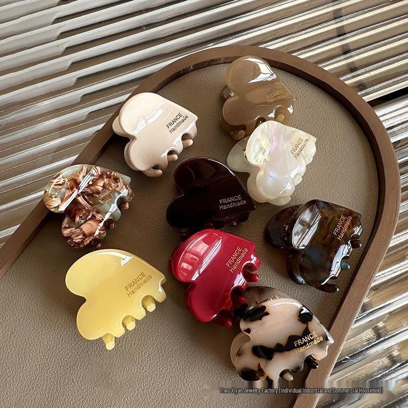 Korean Heart Acetate Claw Hair Clip, Large Size for Simple Bangs, Headwear Jewelry.