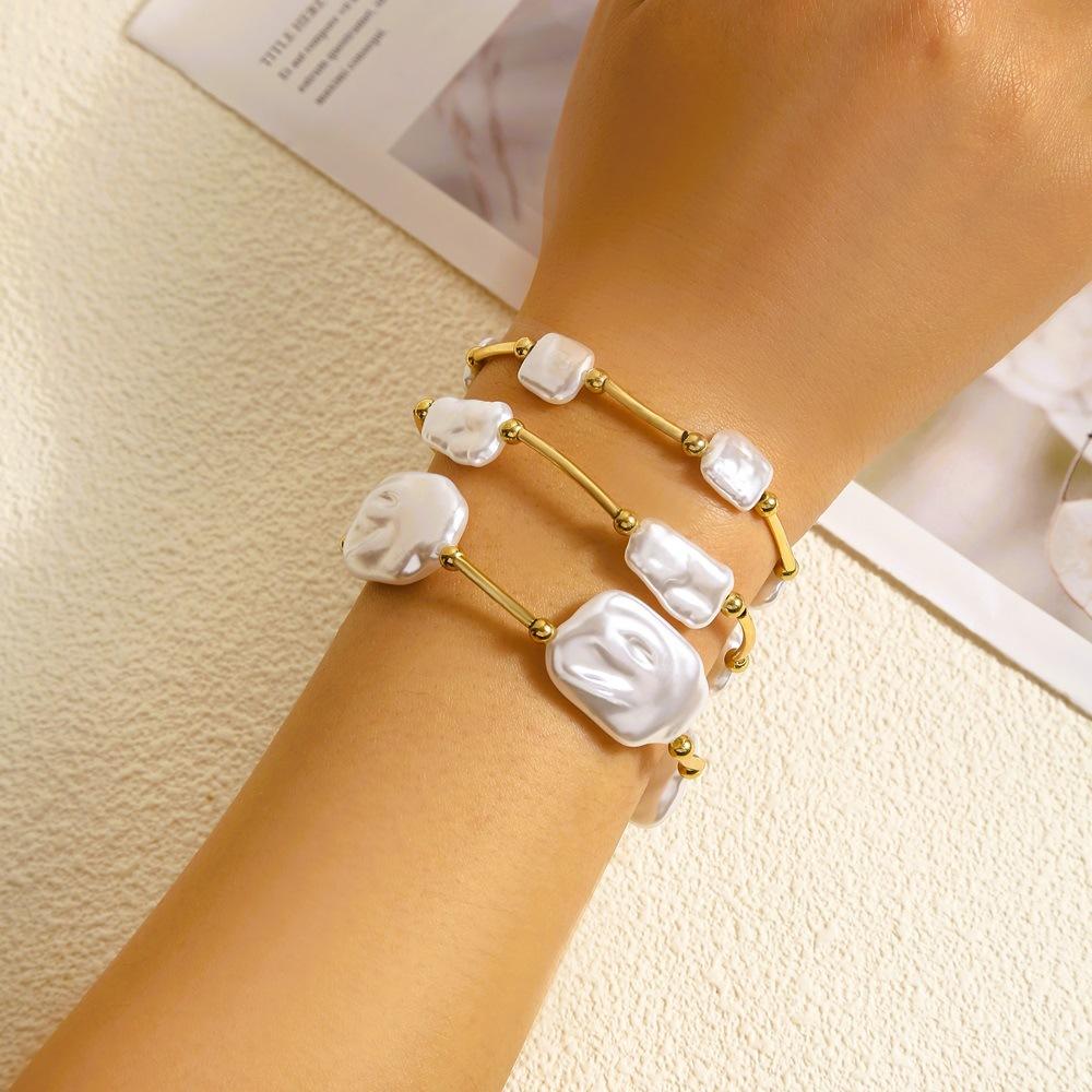 Special-shaped oval imitation pearl bracelet set handmade DIY hot-selling jewelry