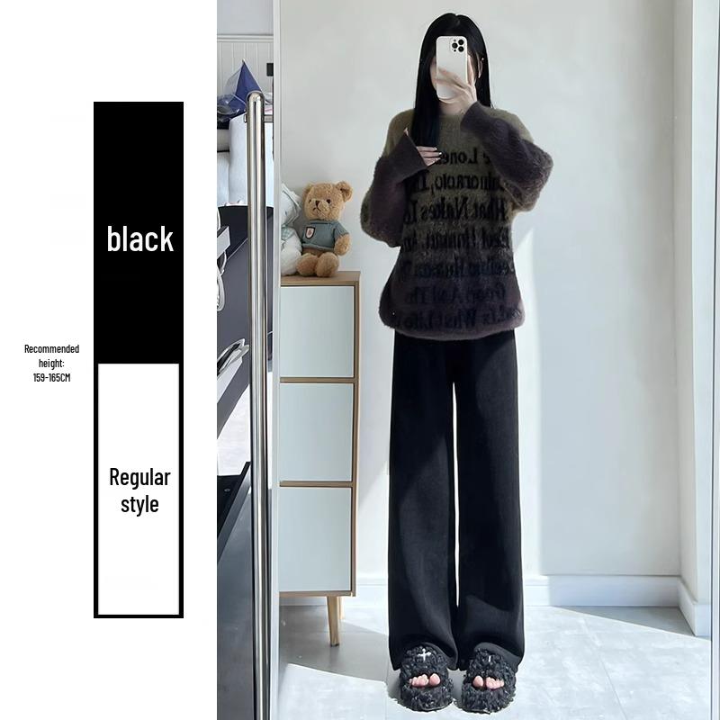 

Women s Chenille High Waist Wide Leg Pants - Wheat Ear Pattern, Fleece Lined, Autumn Winter Wear 2XL (131-150 Jin)