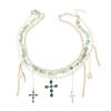 Pearl Neck Chain, Accessories Women's Fashion Green Tassel Diamond Cross Collarbone Chain