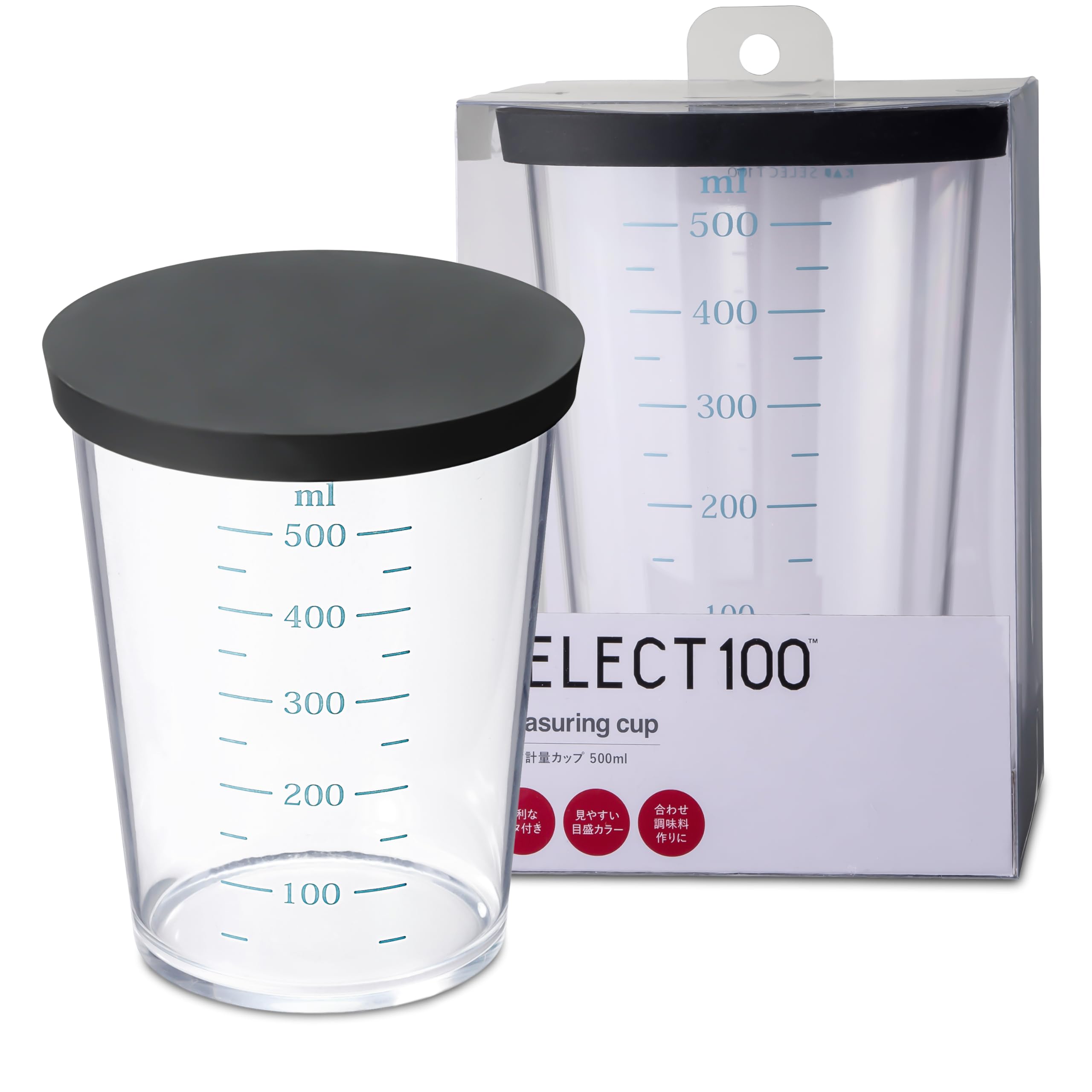 KAI Corporation Measuring Cup with SELECT100 DH3126 Lid, 500ml,