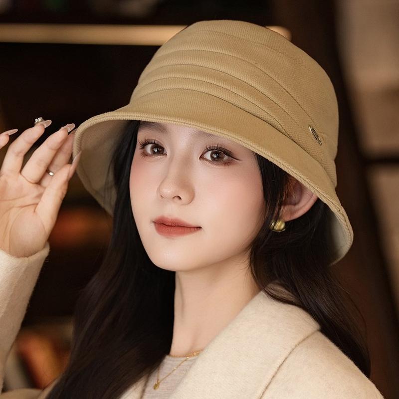 

GEMVIE Foldable Autumn Winter Bucket Hat for Women Outdoor Windproof Warm Soft Fisherman Hat 56-58cm світлого кольору хакі