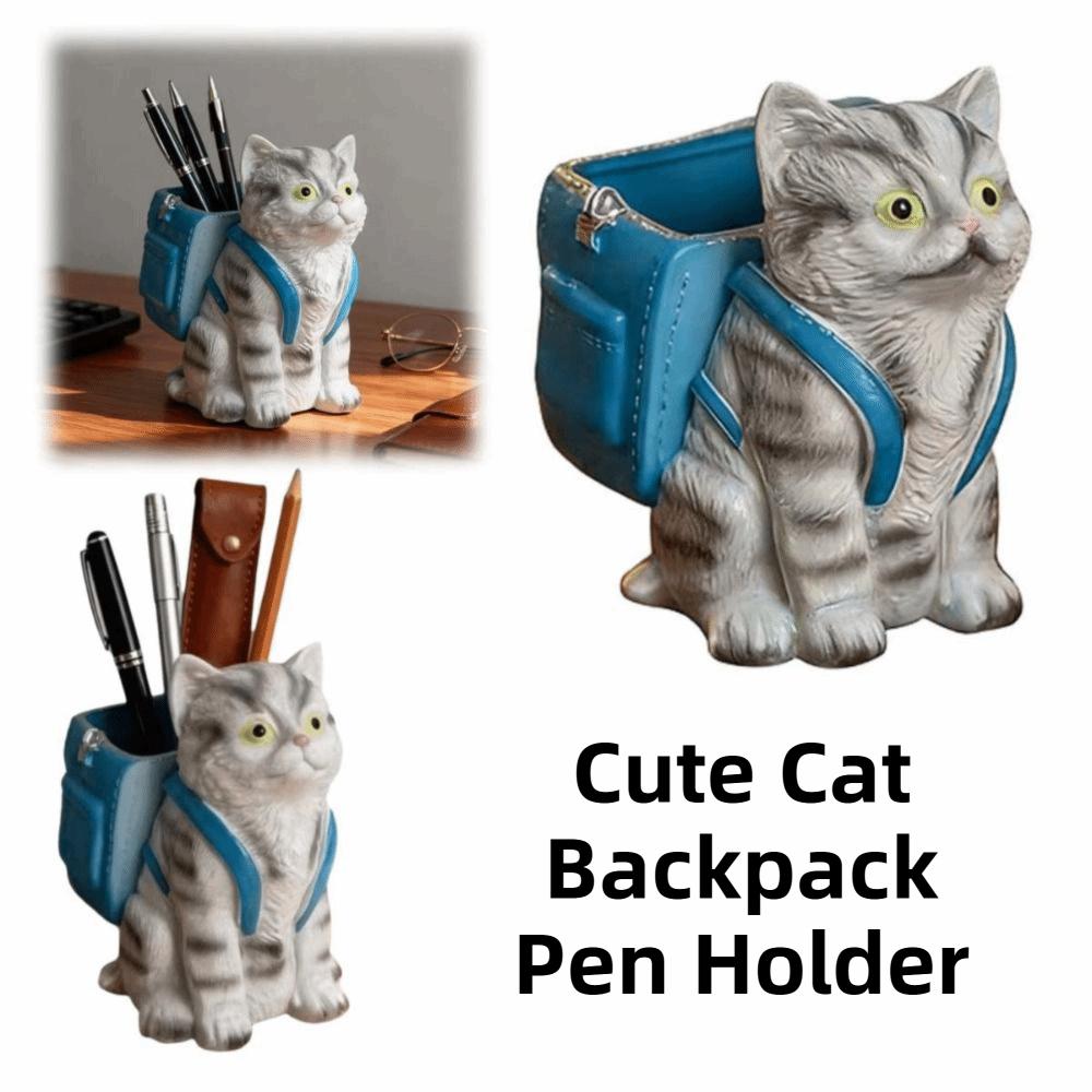 Creative Cat Backpack Pen Holder Cartoon Makeup Brush Holder Office Supplies