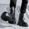 2025 autumn and winter new black high-top medium tube British style tooling round head men's thick-soled Martin boots 96118-M