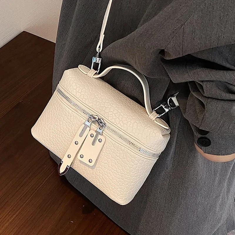 Senior Sense Litchi Leather Mini Square Bag Women's 2025 Summer New Fashion Crossbody Bag Korean Style Portable Popular Shoulder Handbag