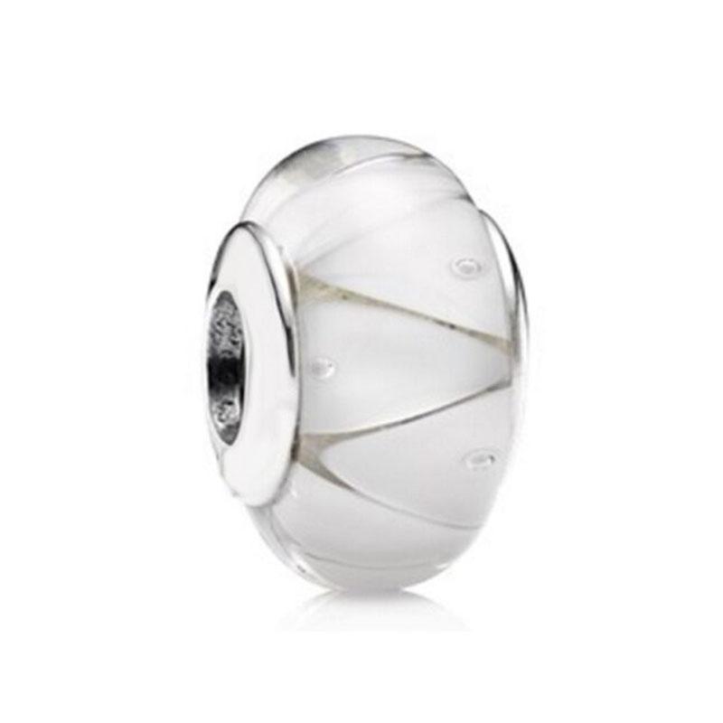 2024 New 925 Sterling Silver Plated Luminous Glass Charm Bule Merano Rainbow Bead Fit Original Diy Bracelet Jewelry Clip