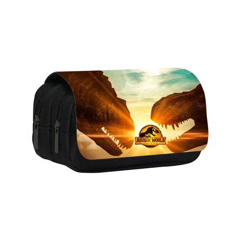 Jurassic World Dinosaur Pattern Double Layer Stationery Storage Bag For Students And Office Use