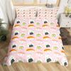 Cartoon Sushi Food Duvet Cover Twin For Kids Teen Microfiber Japanese Cuisine Bedding Set Kawaii Cat Cherry Blossoms Quilt Cover