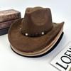 Western Cowboy Hat Women'S Autumn And Winter Woolen British Suede Pearl Accessories Peach Heart Top Hat