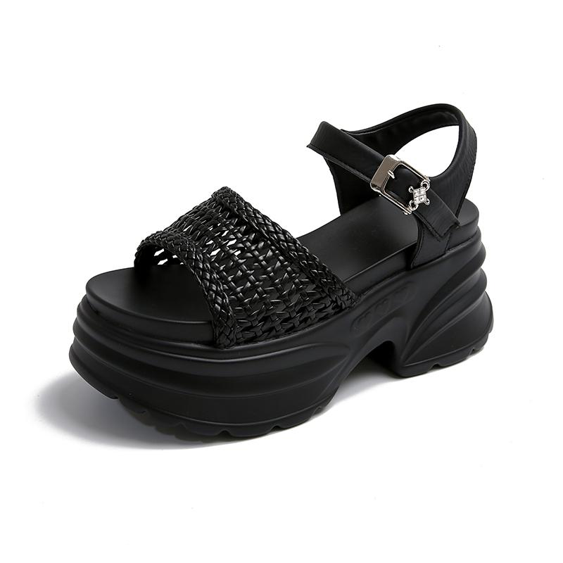 

8.5CM High Heels Women Slippers Chunky Pumps Ladies Strap Slides Luxury Platform Beach Women Shoes Flip Flop 2025 Summer sandal 34