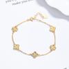 Bracelet en Argent S925 Trèfle à Quatre Feuilles Chanceux Glace Pilée Mode Féminine Ins Bijoux Élégants Design de Niche Sensation