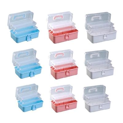 3 Layer Storage Box Plastic Tool Box Multifunction Storage Case with Handle