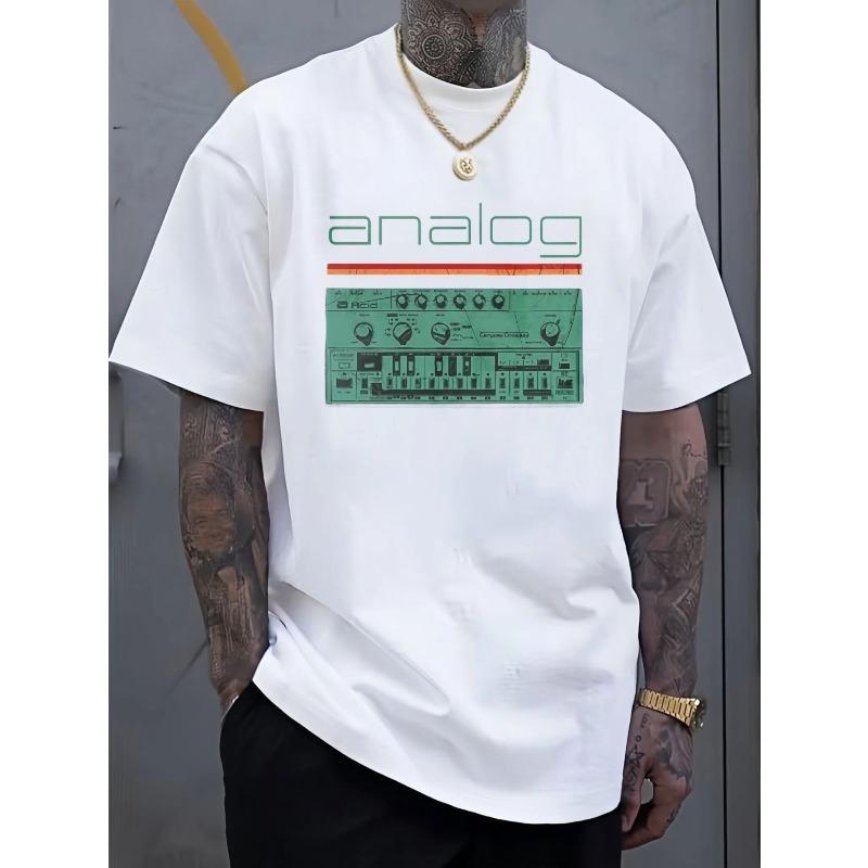 T-shirt Grafica Sintetizzatore Analogico Retrò Taglia Europea da Uomo - Tecnologia Musicale Girocollo Casual Estiva Streetwear Adatta per DJ, Musicisti