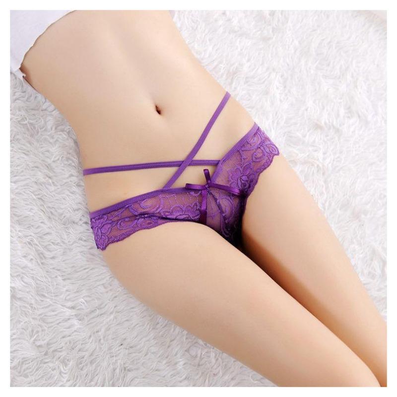 Plus-size Sexy Thong Women's Panties Seamless Cross Lace Hollow Breathable Sexy Women's Underwear