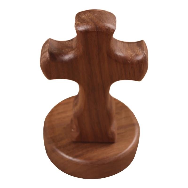 Natürliches Walnussholz Religiöses Stehkreuz Ornament mit abnehmbarem magnetischem Ständer Kirche Zuhause Ostern Glaube Handwerk