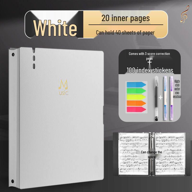 Black Non-Reflective Sheet Music Clip & Folder for Piano and Drum Stands with Transparent Insert Pages