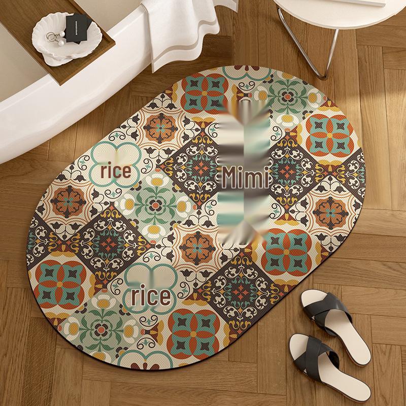 American Retro Diatomaceous Earth Bathroom Floor Mat - Absorbent, Non-Slip, Stain & Wear Resistant, Easy Care for Toilet Entrance