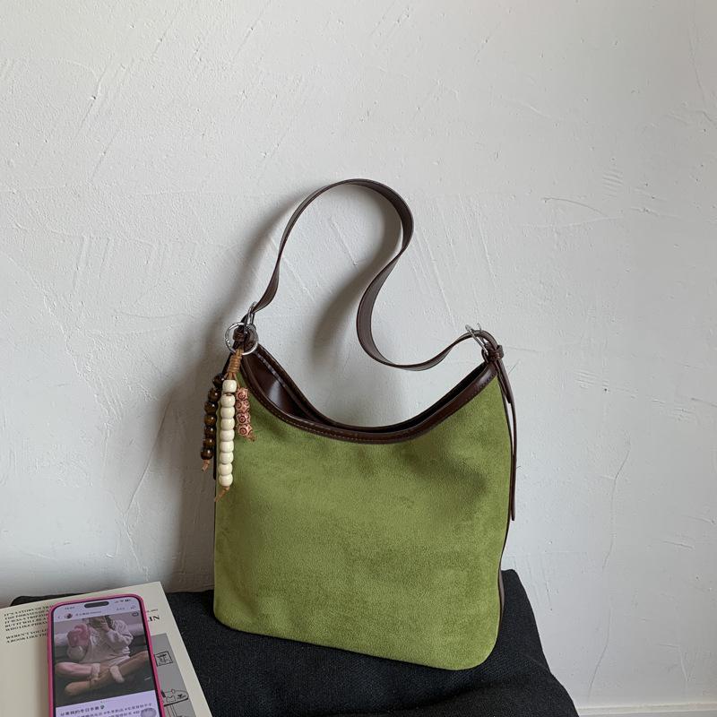 Модная Стильная и Ретро Одноплечевая Сумка-ведро Кроссбоди Maillard зелёный