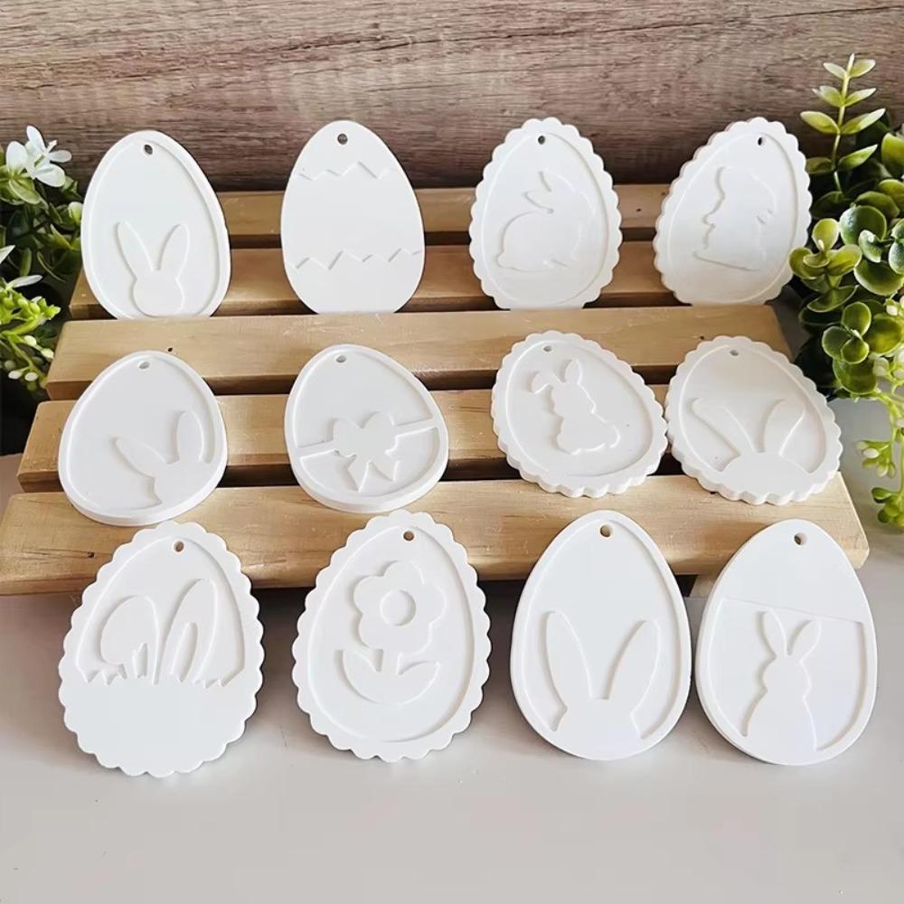 Cartoon Easter Bunny Pendant Mold Cute Drop Glue Plaster Mold  Happy Easter Decor