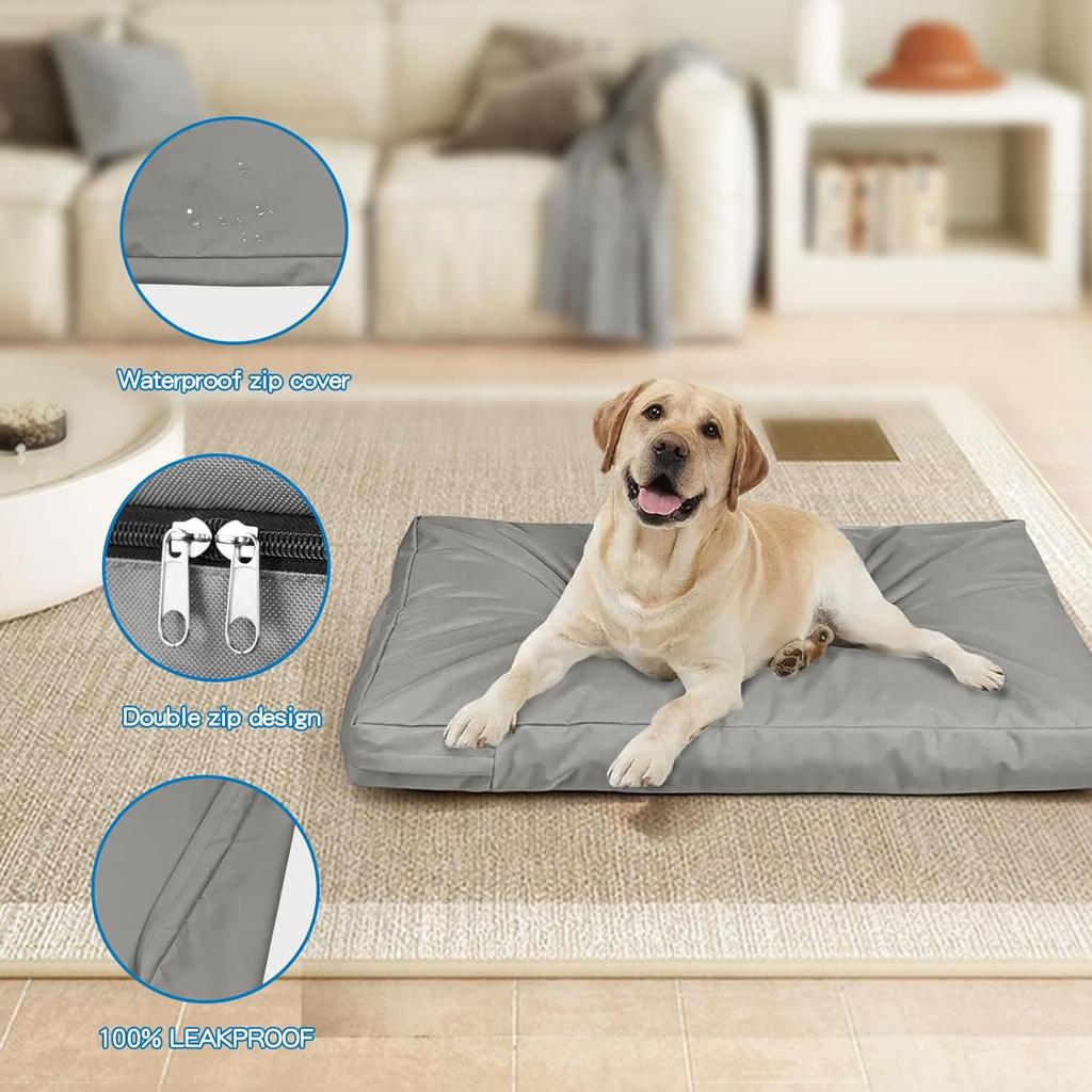 Dog Bed Cover 100% Waterproof Replacement Pet Bed Cover for Dogs Bedding Washable Grey, (Medium)
