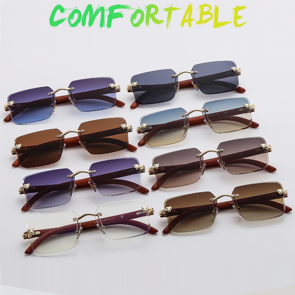 New Leopard Head Sunglasses Frameless Trend Street Sunglasses Joker Box Women Sunglasses