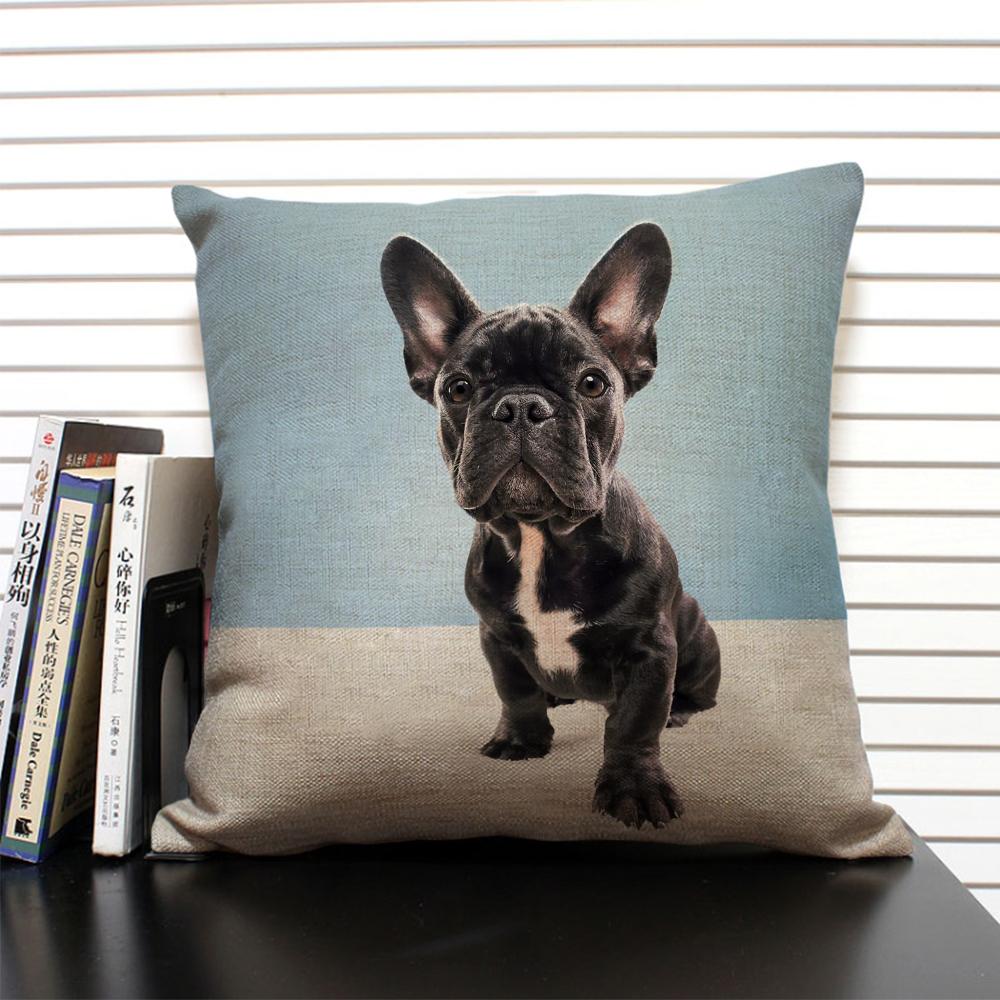 

Cute Animal Cushion Cover Bulldog Dachshund 45x45cm Square Linen Pillowcase Living Room Sofa Decoration Dog Companion 45x45CM(18x18in)
