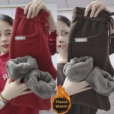 Thickened Women's Plush Pants: Warm, Slim, Casual Harem Sweatpants for Autumn & Winter.