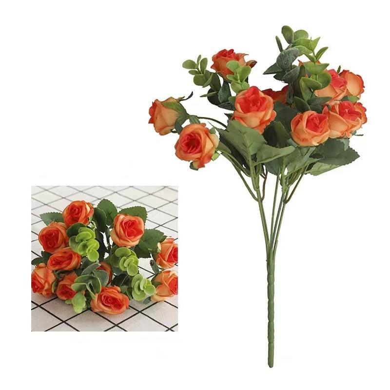 Κεφάλια τεχνητό λουλούδι Μεταξωτό τριαντάφυλλο λευκό φύλλα ευκαλύπτου Μπουκέτο παιώνιας ψεύτικο λουλούδι για τραπέζι γάμου Βάζο διακόσμηση σπιτιού