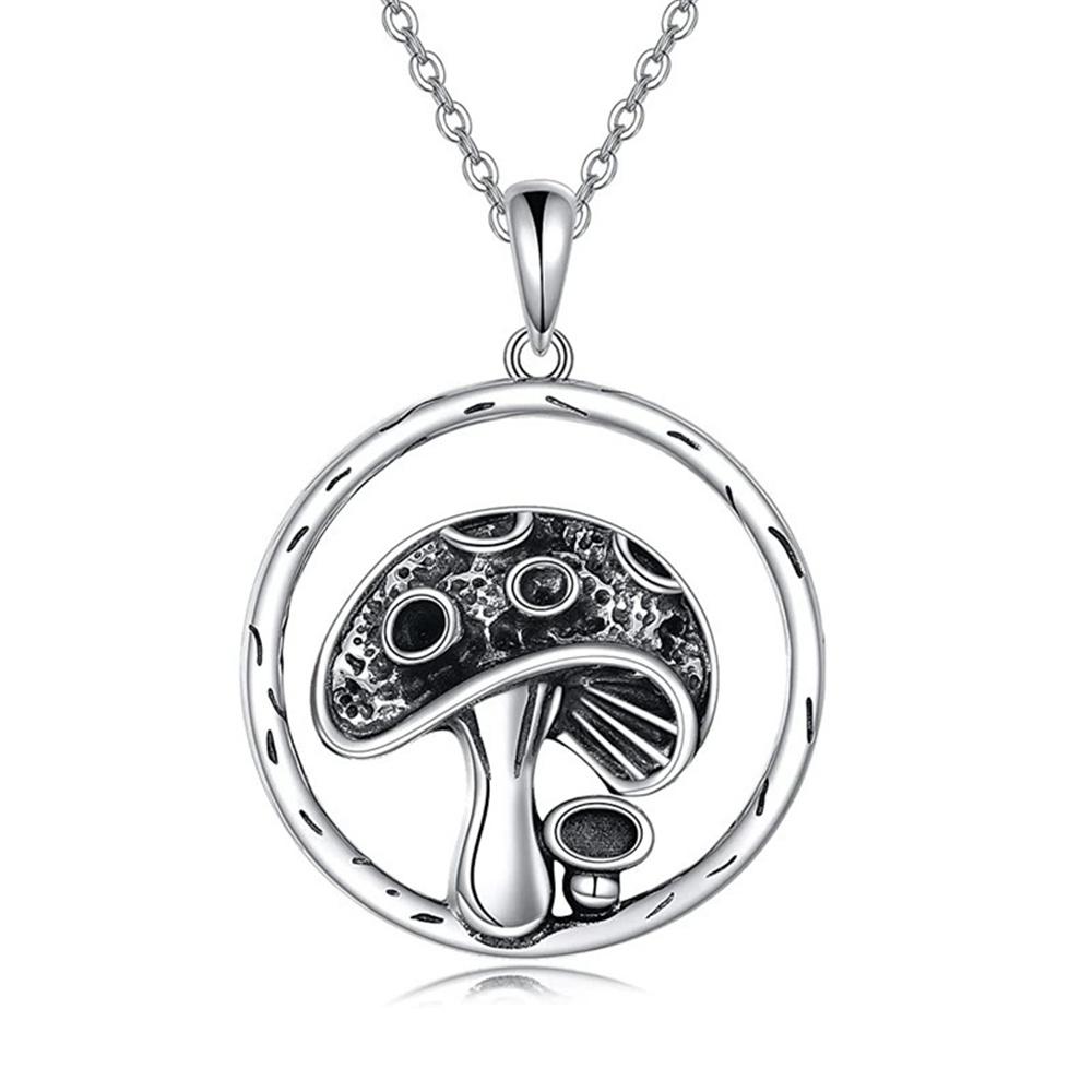 Mushroom Pendant Necklace Vintage Silver Color Wedding For Women