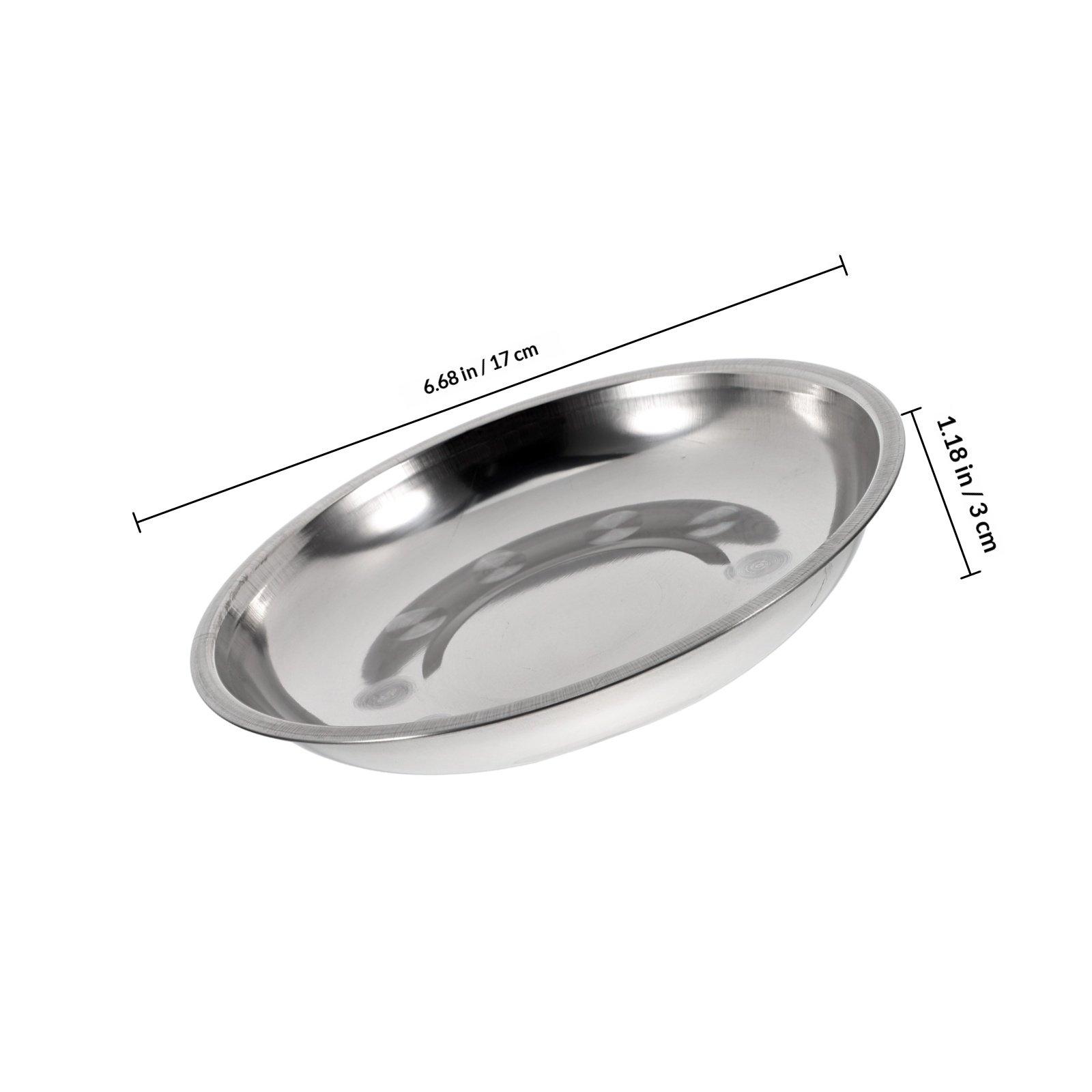 

6Pcs Stainless Steel Barbecue Plates Round Design Food Storage Trays Fruit Dessert Serving Plates for Bbq Picnic Party Kitchen