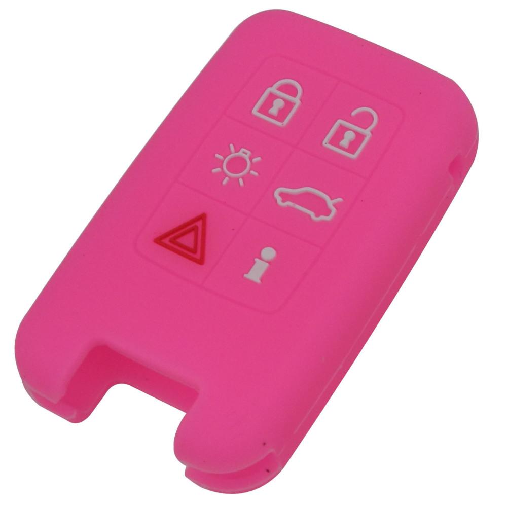 

jingyuqin силиконовый 6-кнопочный смарт-дистанционный ключ-чехол для брелока стильный для Volvo S60 S80 V70 XC60 розовый