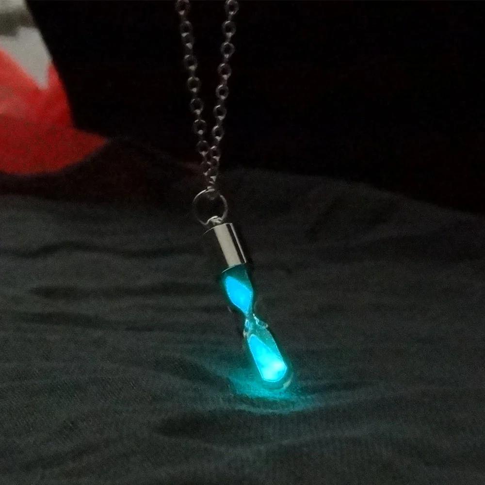 Women Men Glowing Luminous Sand Timer Car Pendant Glass Hourglass Bottle Ladies Couple Gift Lovers