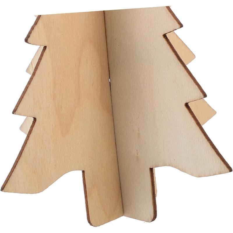 Christmas Wooden Table Ornaments 3D Xmas Tree Shaped Unfinished Wood Cutouts Christmas Tree for Xmas Holiday Wedding Party Decor