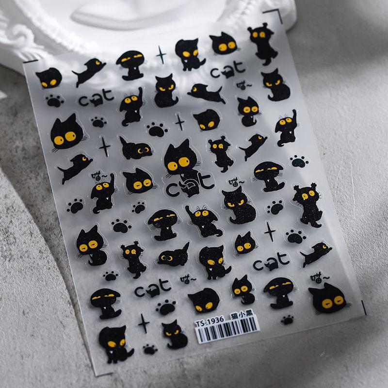 

Season Notebook Waterproof Cute Little Black Cat Nail Stickers TS-1936 Cat Black