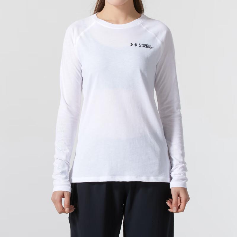Under Armour Training Sports Running Comfortable Breathable Functional Raglan Sleeve Casual Long Sleeve Fitness T-Shirt Women tops White 1374188-102