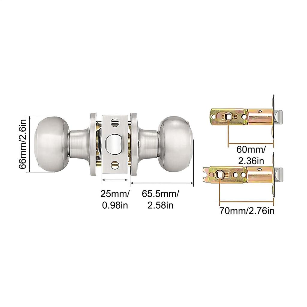 Front Door Lock Set Entrance Door Handle Keyless Knob Replacement Set With Screw And Latch Plate For House Apartment School