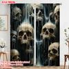 2pcs  2D Plane Printing Pattern Curtains Skull Polyester Woven (without Rod) Outdoor Decorations for Study   Living Room   Kitchen