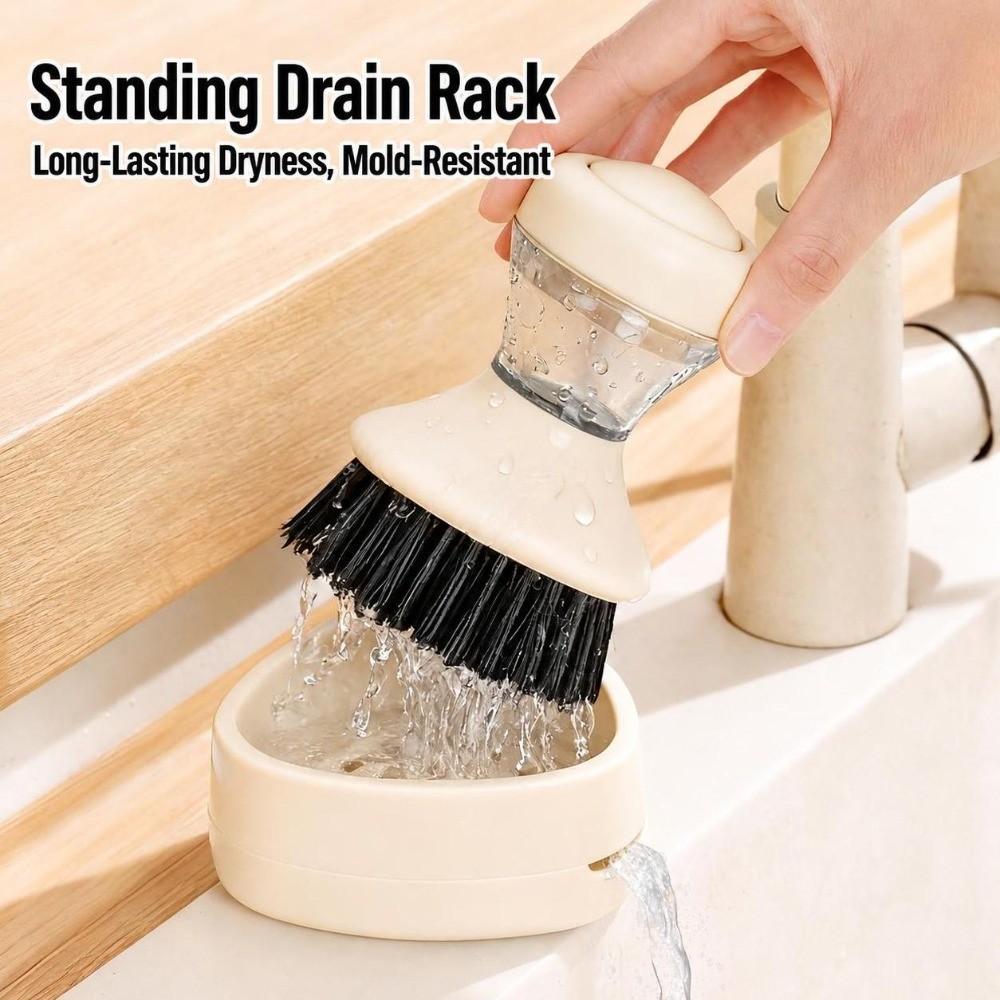 Round Bristle Head Dish Brush Ergonomic Grip Dishwashing Brush Kitchen Cleaning Brush  Kitchen Sink